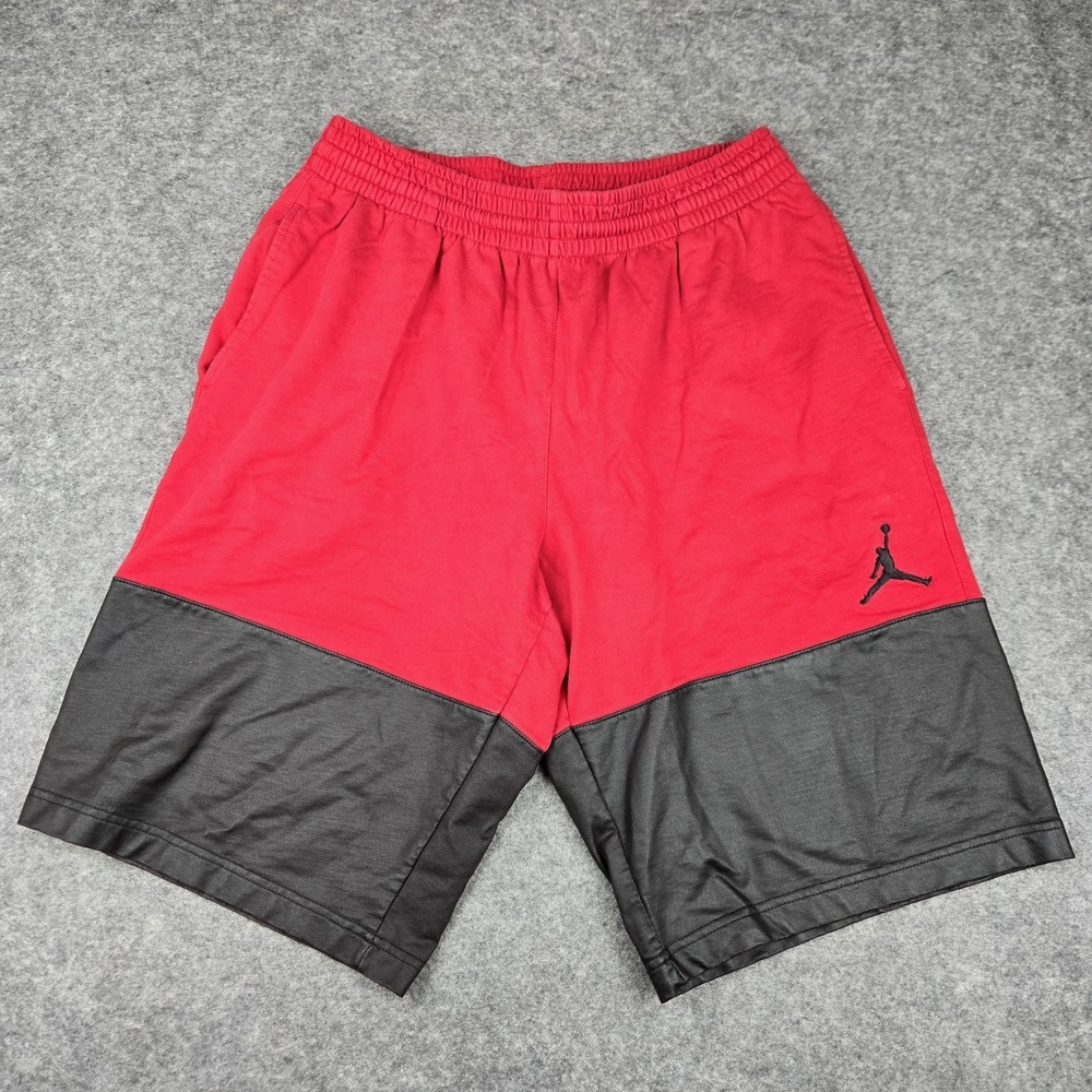 Air Jordan Men's XL Shorts Red Black Spell Out Athletic Basketball Hoop Shorts
